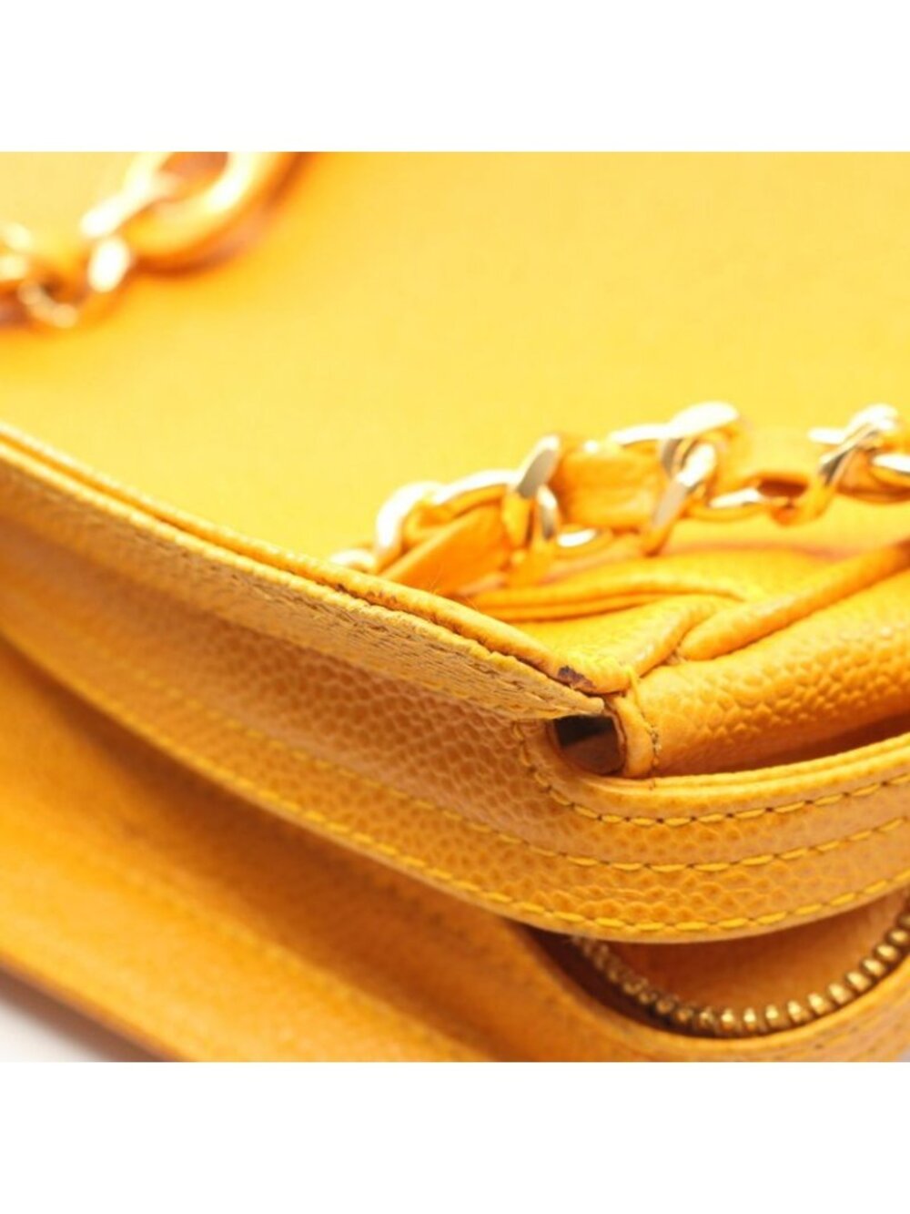 Chanel Tote Triple CC Logo Orange Caviar Leather Coco - Picture 9 of 10